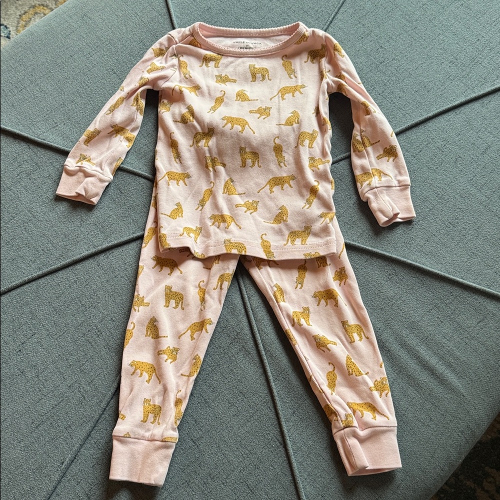 Janie and Jack Leopard Pajamas - Pink and Gold